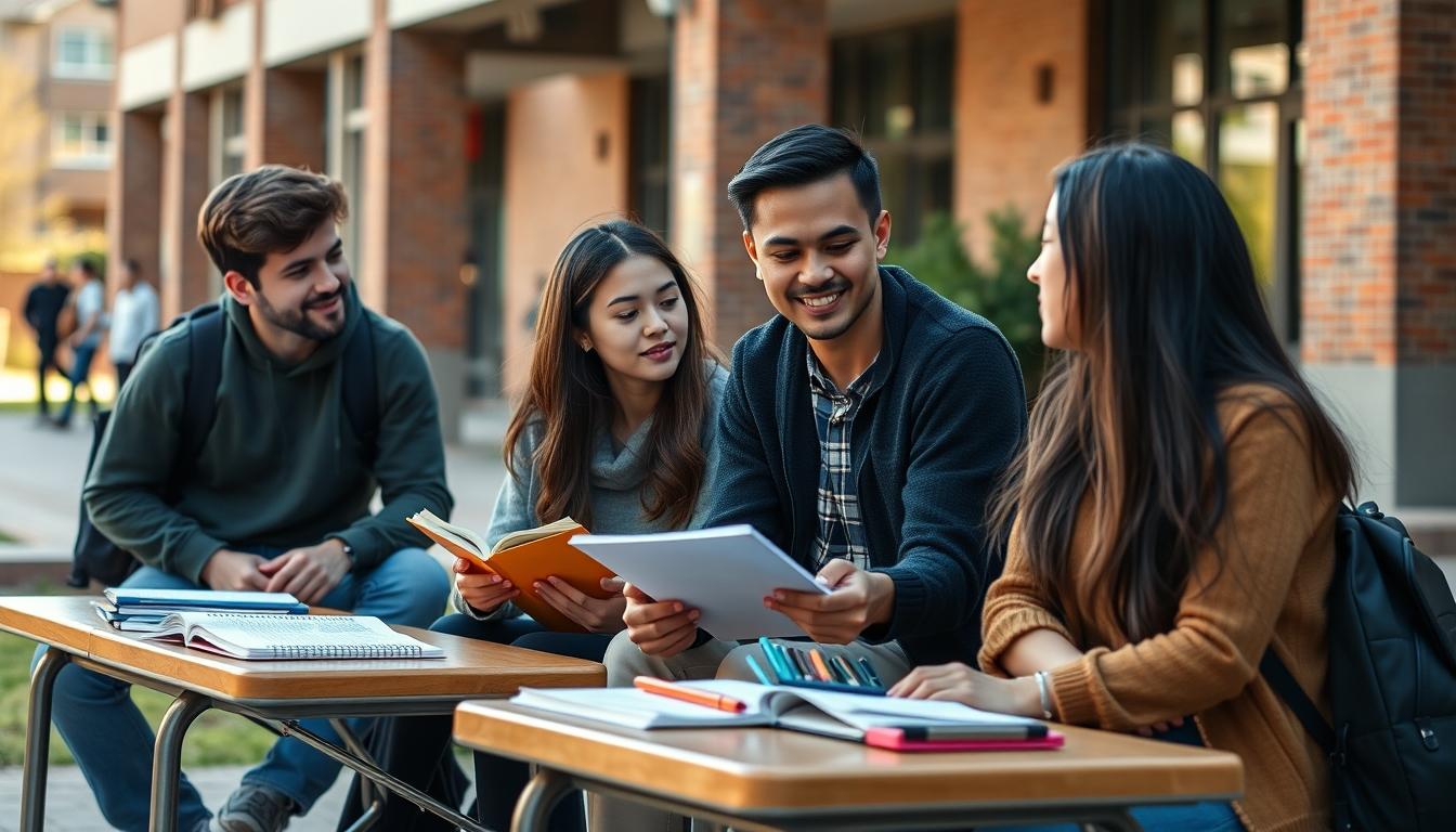 Student using a study guide to organize academic notes